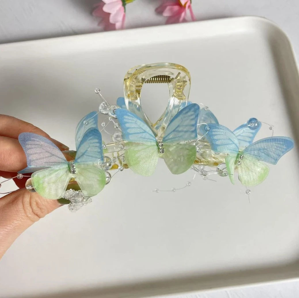 New Butterfly Large Hair Claw for Thick Hair Claws Crab Women Sweet Pink Hairpin Ponytail Hair Clip Claw Accessories