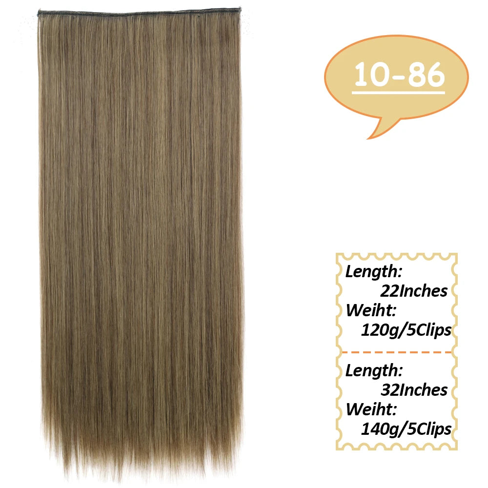 NICESY Synthetic Long Wavy 5 Clips Hair Extensions 22Inch/32Inch Clip On Hair Extensions High Tempreture Fake For Women