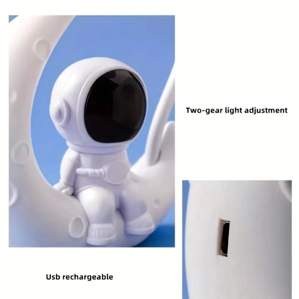 Creative Moon Astronaut Nightlight LED Table Reading Lamp Rechargeable Small Desk Lamp For Bedroom Decoration Study