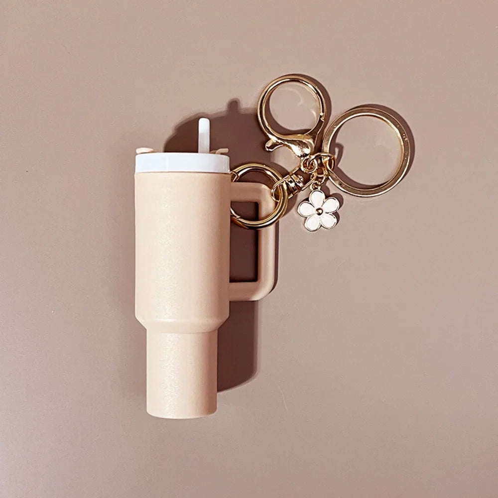 Mini Stanley Cup Keychain Creative Coin Chapstick Storage Box Accessories Key Holder Backpack Tumbler Handle Decoration