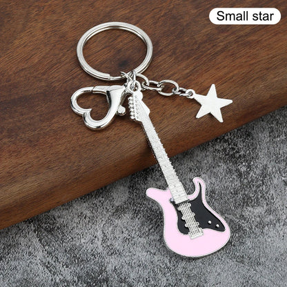 1Piece Y2K Guitar Cat Key Chain For Men Women Pentagram Bow Pendant Fashion Rock Punk Bag Accessories Gift