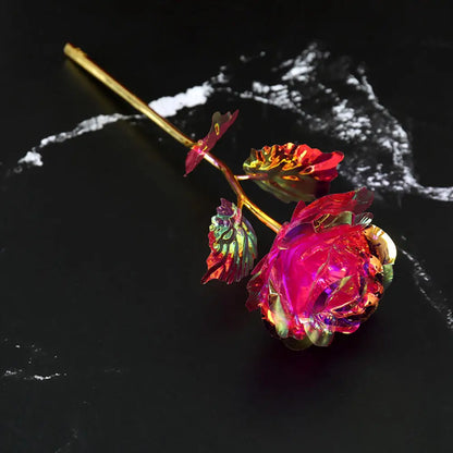 24k Eternal Rose Artificial Flowers Foil Plated Gold Rose Wedding Valentine'S Day Decoration Mother'S Day Gifts Fake Flower