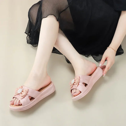 New Butterfly Knot Ladies Slippers Outdoor Summer Versatile Fashionable Casual Anti-slip Waterproof High Aesthetic Beach Shoes