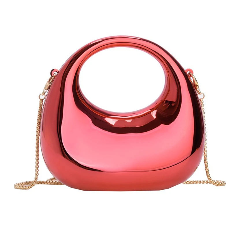 Z. Women's Chain Crossbody Bag Small Purse Acrylic Metallic Luster Half Moon Party Banquet Women's Bag Luxury Handbag