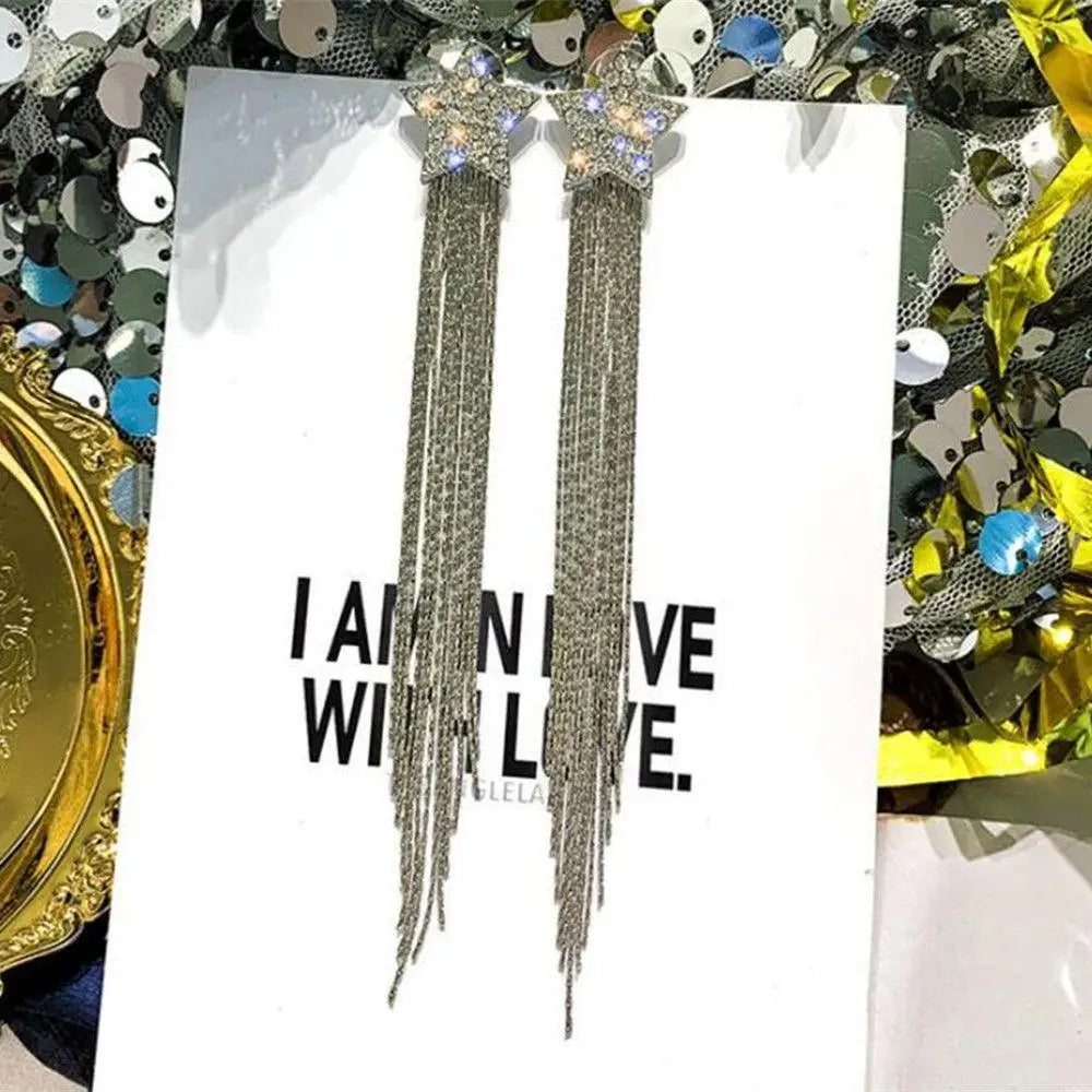 2023 New Fashion Trend Unique Design Delicate Elegant Green Zircon Tassel Earrings Women High Jewelry Wedding Party Gifts