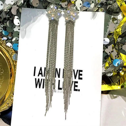 2023 New Fashion Trend Unique Design Delicate Elegant Green Zircon Tassel Earrings Women High Jewelry Wedding Party Gifts