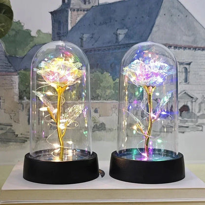 1pc Hot LED Enchanted Galaxy Rose Eternal Beauty Rose With Fairy Lights in Dome for Valentine's Day Wedding Party Mother's Day