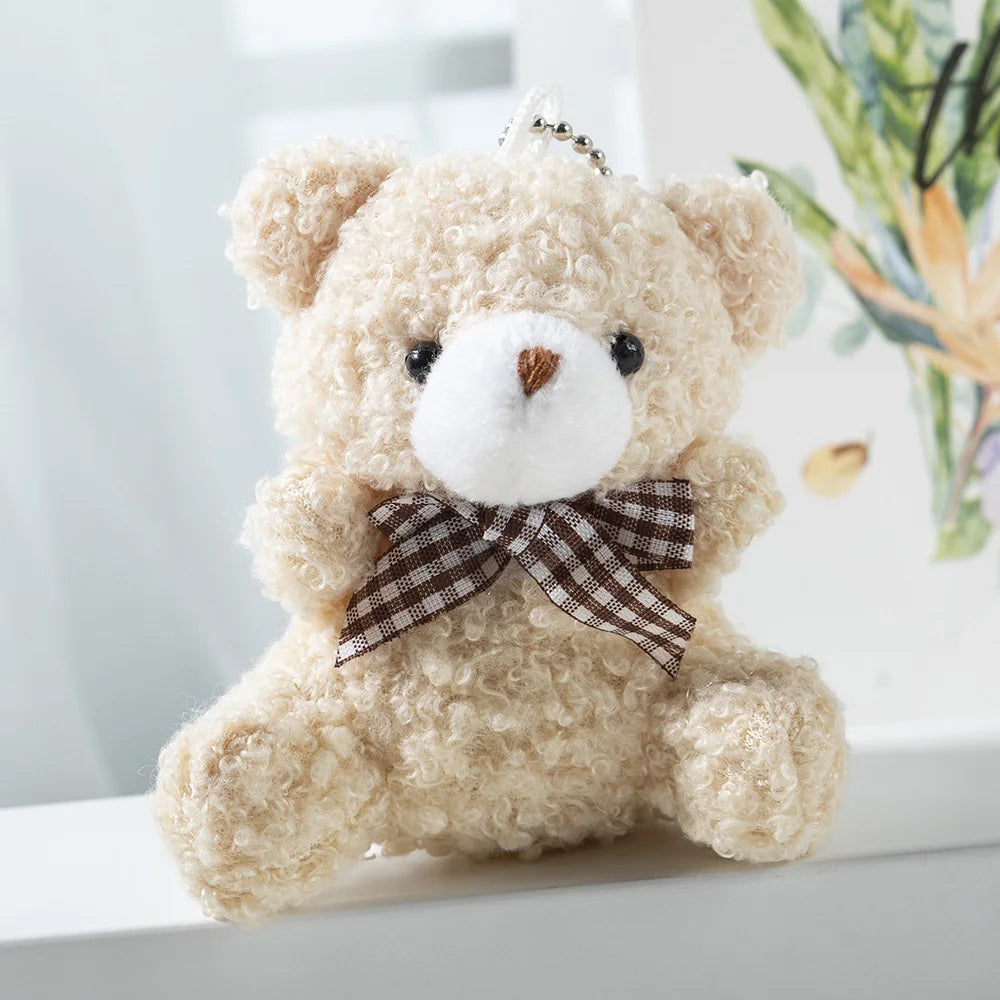 1Pcs Cute Teddy Bear Pendant Plush Doll Little Bear Doll Small Doll Bag Soft Cute Accessories Keychain Female