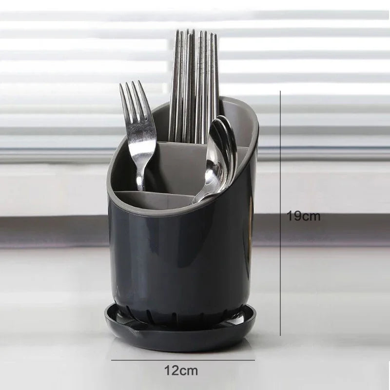 Chopstick Storage Tube with Drain Tray Tableware Organizer Kitchen Utensil Holder
