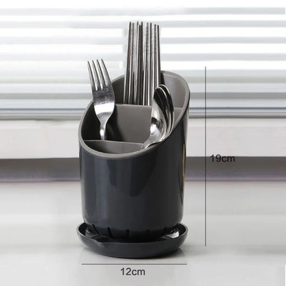 Chopstick Storage Tube with Drain Tray Tableware Organizer Kitchen Utensil Holder