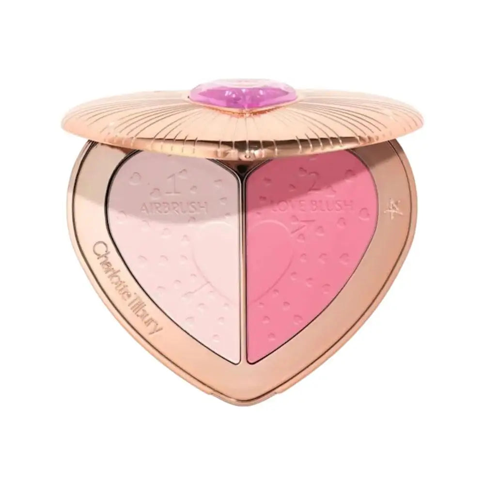 C/T Lasting Shimmer Highlighter Powder Moisture Oil Control Nature Show Complexion Two-color Heart Shape Powder Blusher