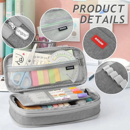 Multi-functional double-layer canvas pencil case, large-capacity portable waterproof stationery box, perfect school supplies