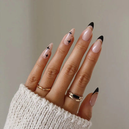 24pcs/set Long Stiletto Fake Nails Punk Snake Pattern Black White Matte False Nails Artificial Full Nail Tips Manicure Tools