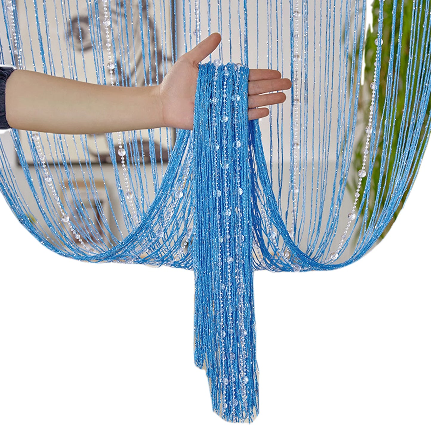 Crystal Beaded String Curtains Screen String Divider Blind Flash Line Shiny Tassel String Door Curtain for Living Door Window