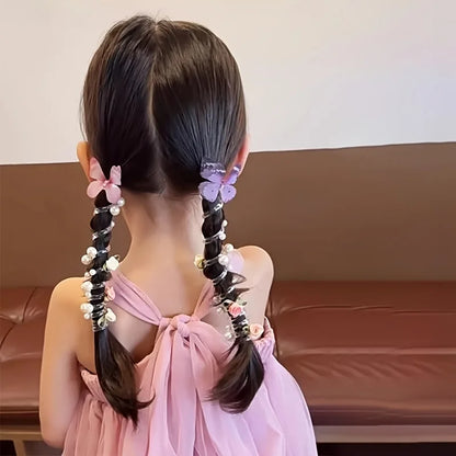 Sweet Butterfly Rose Phone Line Hair Hoop Children's Phone Line Braided Hair Rope Girls' Hair Tie Headwear