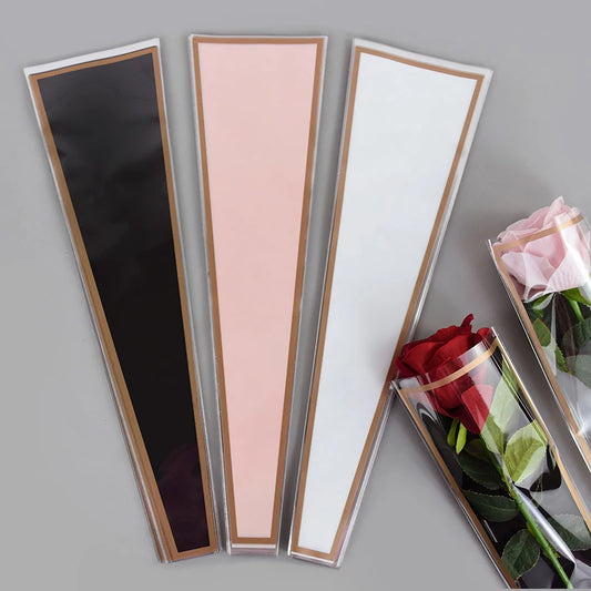 50Pcs Flower Wrapping Bag Clear Rose Floral Bouquet Packaging Bags for Valentine's Day Wedding Birthday Party Gift Decoration
