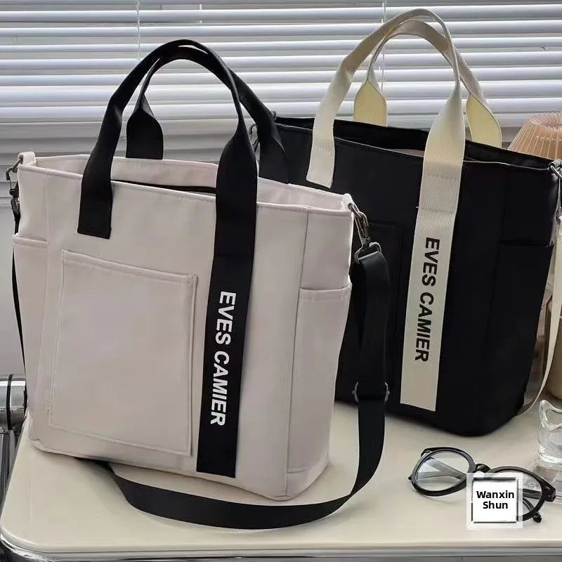 New Design Waterproof Canvas Tote Bag Stylish Shoulder Crossbody Handbag Lunch Box Bag Large Oxford Cloth Unisex Spring Fashion