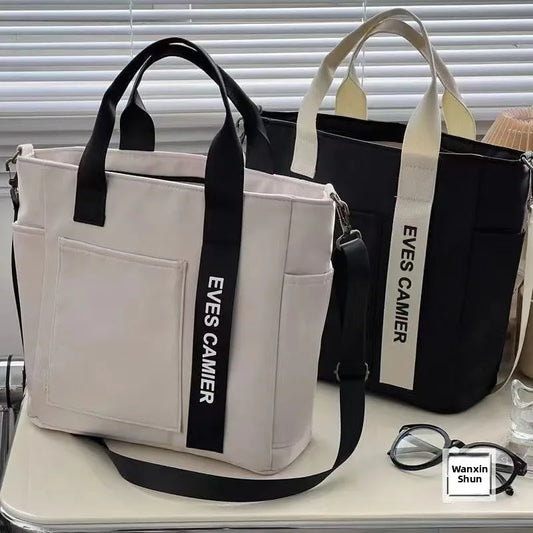 New Design Waterproof Canvas Tote Bag Stylish Shoulder Crossbody Handbag Lunch Box Bag Large Oxford Cloth Unisex Spring Fashion