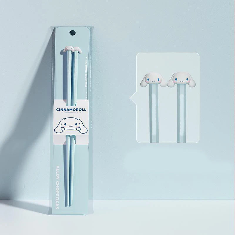 Hello Kitty Melody Cinnamoroll Alloy Chopsticks Non-Slip Couple Cartoon Design Household Set Chopsticks Children Gifts