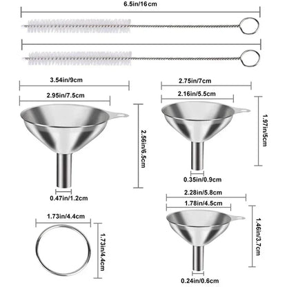 3/5 Pcs Stainless Steel Kitchen Funnels Set Food Grade Metal Funnels for Filling Bottles Small Funnels for Essential Oil Spices