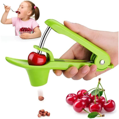 Cherry Pitter Tool, Heavy-Duty Cherry Seed Core Remover, Cherry Pitter Remover Tool with Space-Saving Lock Design