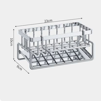 Kitchen Sponge Holder Stainless Steel Sink Drain Rack Soap Drainer Towel Rack Shelf Organizer bathroom Storage Accessories