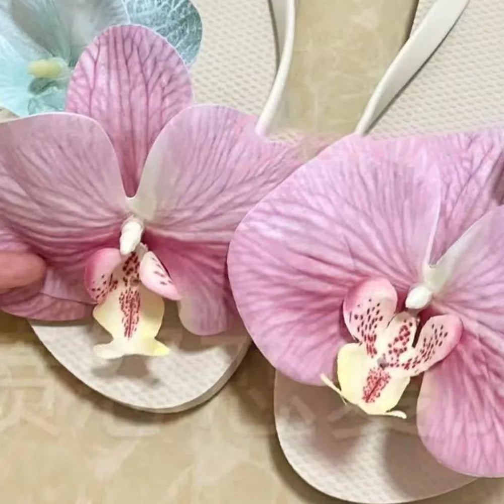 1 Pair Simulation Coloful Thai Fairy  Flower Shoe Buckles Personalized Design  Orchid Simulation Buckles Decor