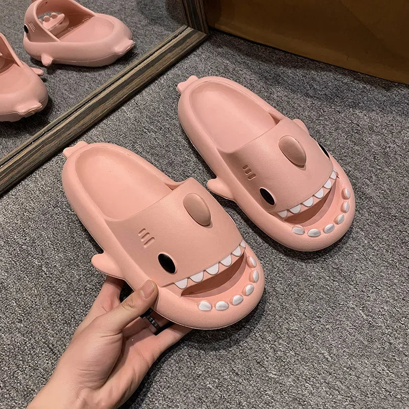 New Shark Slippers for Women Men Shoes Shark Flip Flops Beach Slides Female Home Slipper Bathroom Non-Slip Thick Sandals Couples