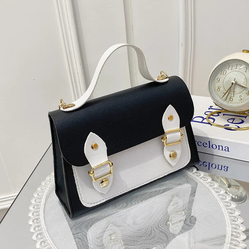 Fashionable Urban Simple Style Handbag Lock Buckle Print Single Shoulder Crossbody Bag Small Square Bag Spring 2025 PU Material