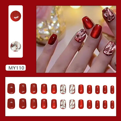 Caramel Flower 24 Pcs Press on Nails Pink Gradient Fake Nails Glossy Artificial Finger Manicure Reusable False Nails for Women