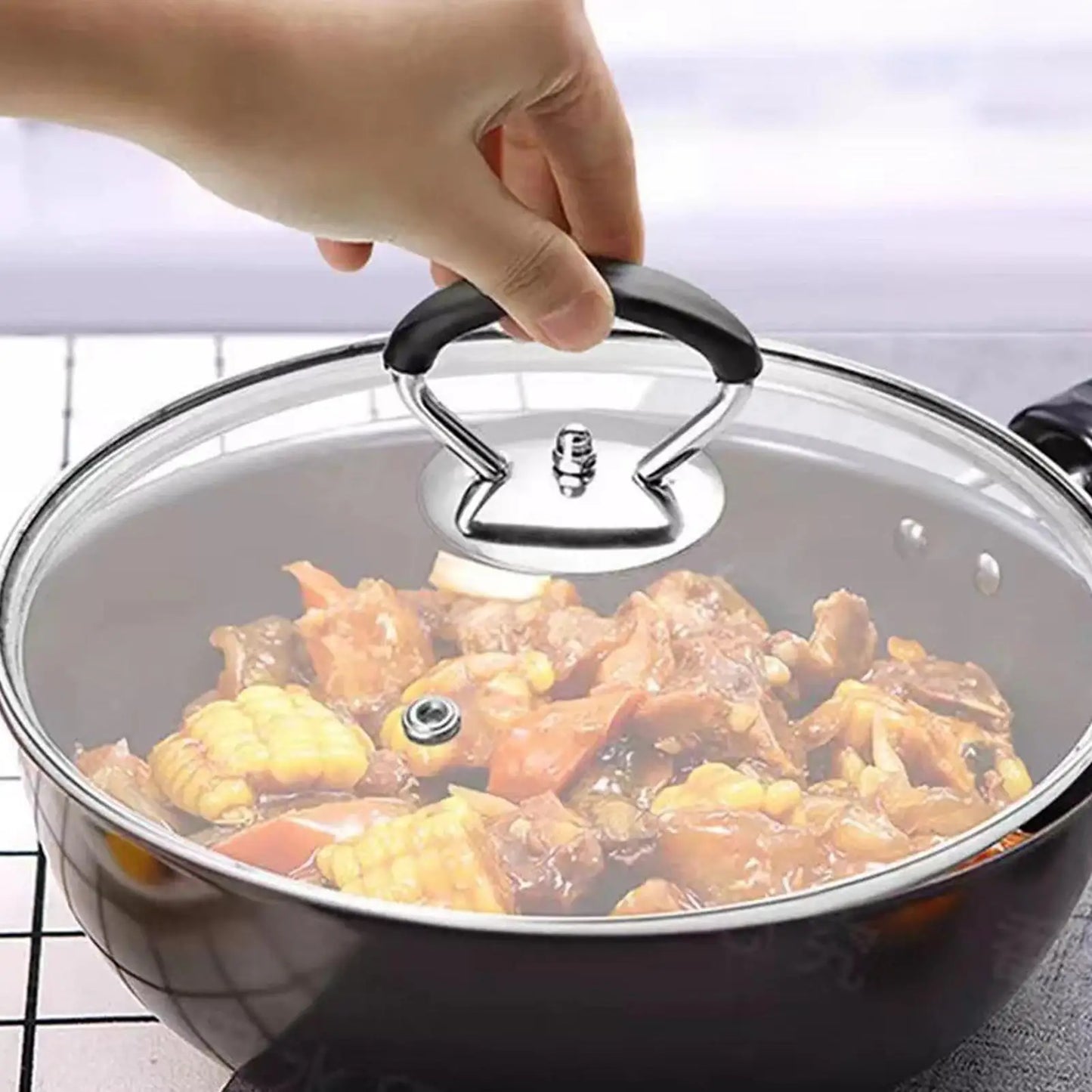 Universal Pot Lid Cover Knob Handle,Stainless Steel Replacement Cookware Pot Lid Handgrip Knob