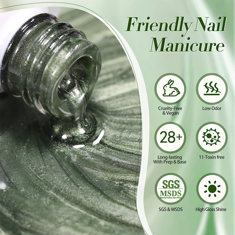 BORN PRETTY 10ml Dark Emerald Cat Magnetic Gel Ultra Shine Semi Permanent Soak Off UV Gel Manicure Nail Art Varnish