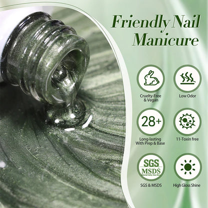 BORN PRETTY 10ml Dark Emerald Cat Magnetic Gel Ultra Shine Semi Permanent Soak Off UV Gel Manicure Nail Art Varnish