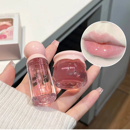 2pcs Lip Gloss and Lip Mask Set, Moisturizing Lips, Moisturizing Peach-flavored Makeup Set
