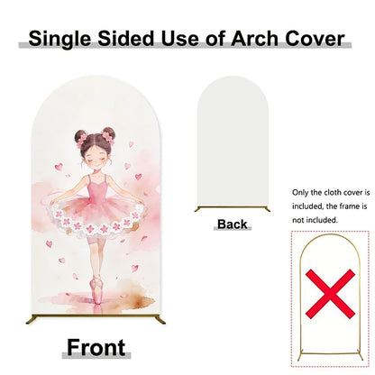 Birthday Theme Arch Cover Background Single-Sided Pink Ballet Girl Bow Dance Shoe Decor Baby Shower Kids Girls Portrait Backdrop