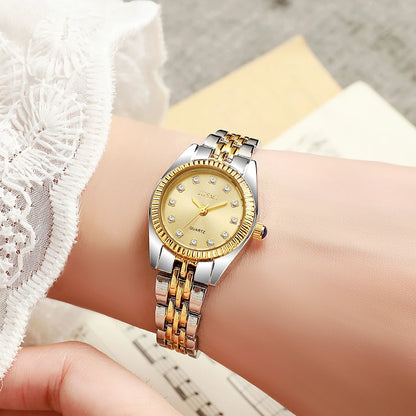 Ladies' fashionable temperament, small dial Aurora watch, diamond strap, quartz watch