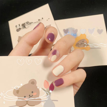 24Pcs/Box Charming Pink Flame Short Detachable Finished Fingernails Ballet Wearable Fake Nails press on Square Head Full Cover