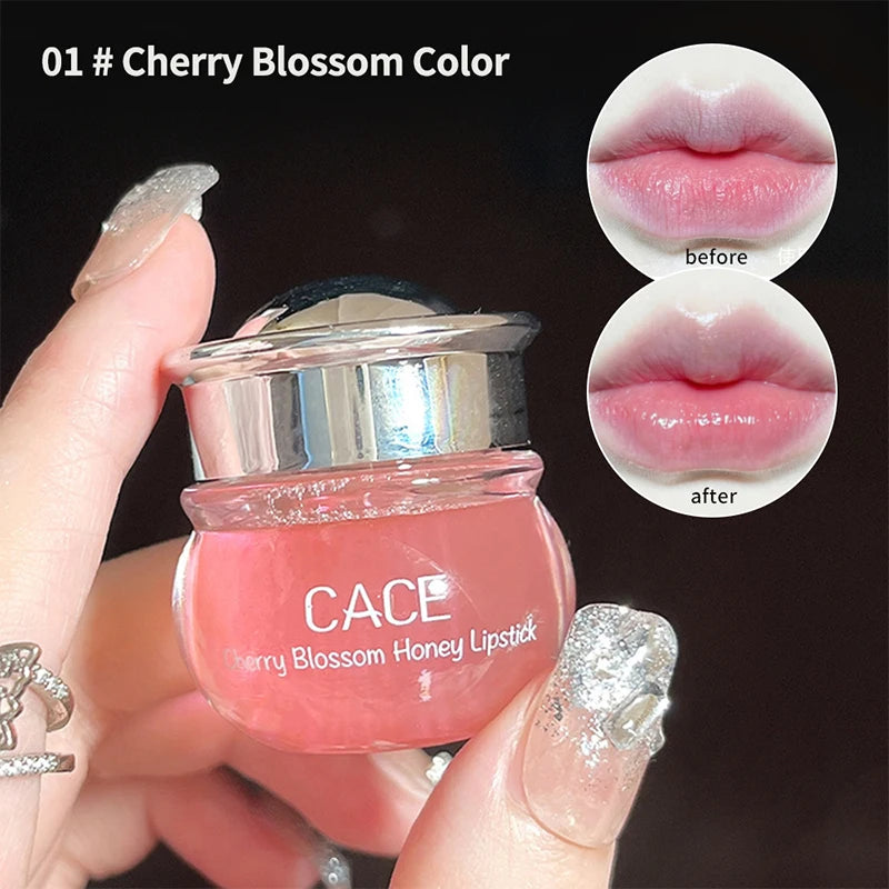 CACE Cherry Blossom Honey Lip Balm — Deeply Hydrating and Plumping, Water-Rich Glossy Finish, Non-Sticky, Long-Lasting Moisture