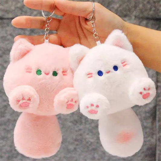 Cartoon Stuffed Plush Cat Key Chain Colorful Ins Cute Coffee Cat Plush Pendant Doll Creative Soft Fluffy Keychain Children