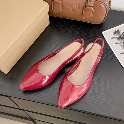 Women's Crystal Slip-On Slippers Summer Fashionable Versatile Home Wear Anti-Slip Lightweight PVC Material Hollow out Design
