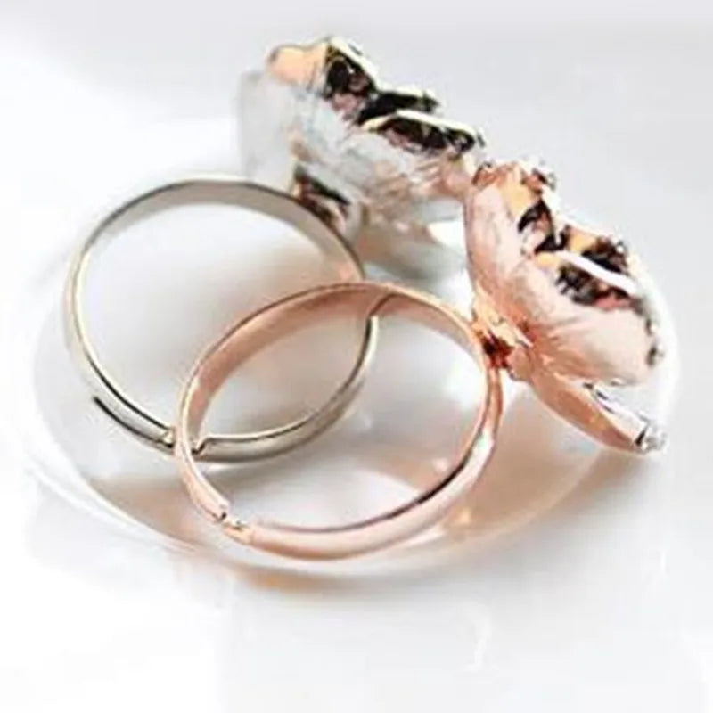 Hot Sale Fashion Jewelry Rings  Black Rose Flower Opening Rings Index Finger Adjustable Rings For Woman Girls Gift