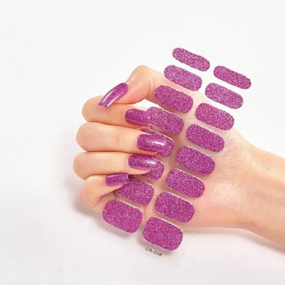 16Tips Nude Semi-Cured Gel Nail Wraps Sticker Long-Lasting UV LED Lamp French Nail Decal Full Cover Waterproof Semi-Cured Sticke