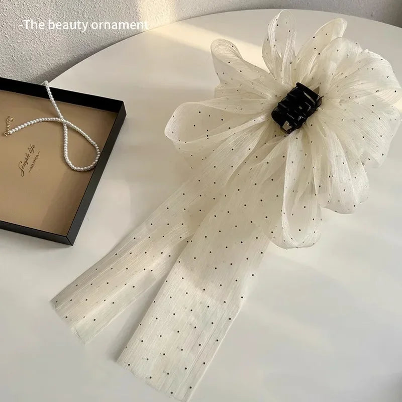 Large Bow Claw Clip New Hairpin for Women Sweet Ponytail Hair Crabs Hair Clip Girls Ribbon Non-slip Hair Accessories
