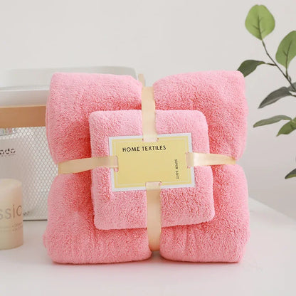 2PC Bath Towels Set Super Soft Highly Absorbent Quick-drying For Adults Hotel & Spa Use Coral Velvet Bath Towel