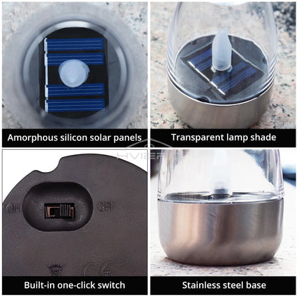 Home Solar Light LED Stainless Steel Candle Outdoor Courtyard Decorative Atmosphere Night Light Halloween Candlelight Dinner Led