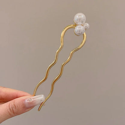 Metal U-Shaped Hair Sticks Combs Pearl Tassel Hair Fork Hair Clip Hairpins Women Girl Hair Accessories Ornament Styling Tool