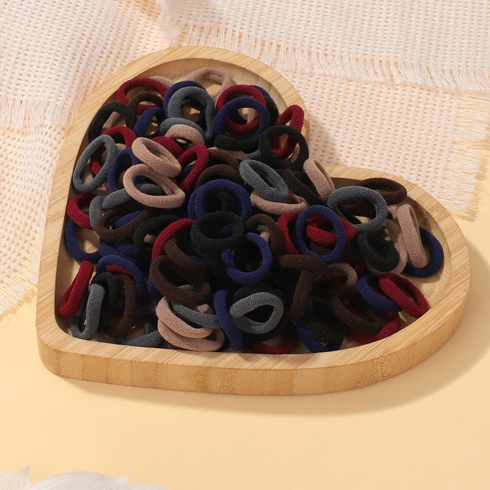 100pcs Women Girls Colorful Nylon Elastic Hair Bands Ponytail Hold Small Hair Tie Rubber Bands Scrunchie Hair Accessories