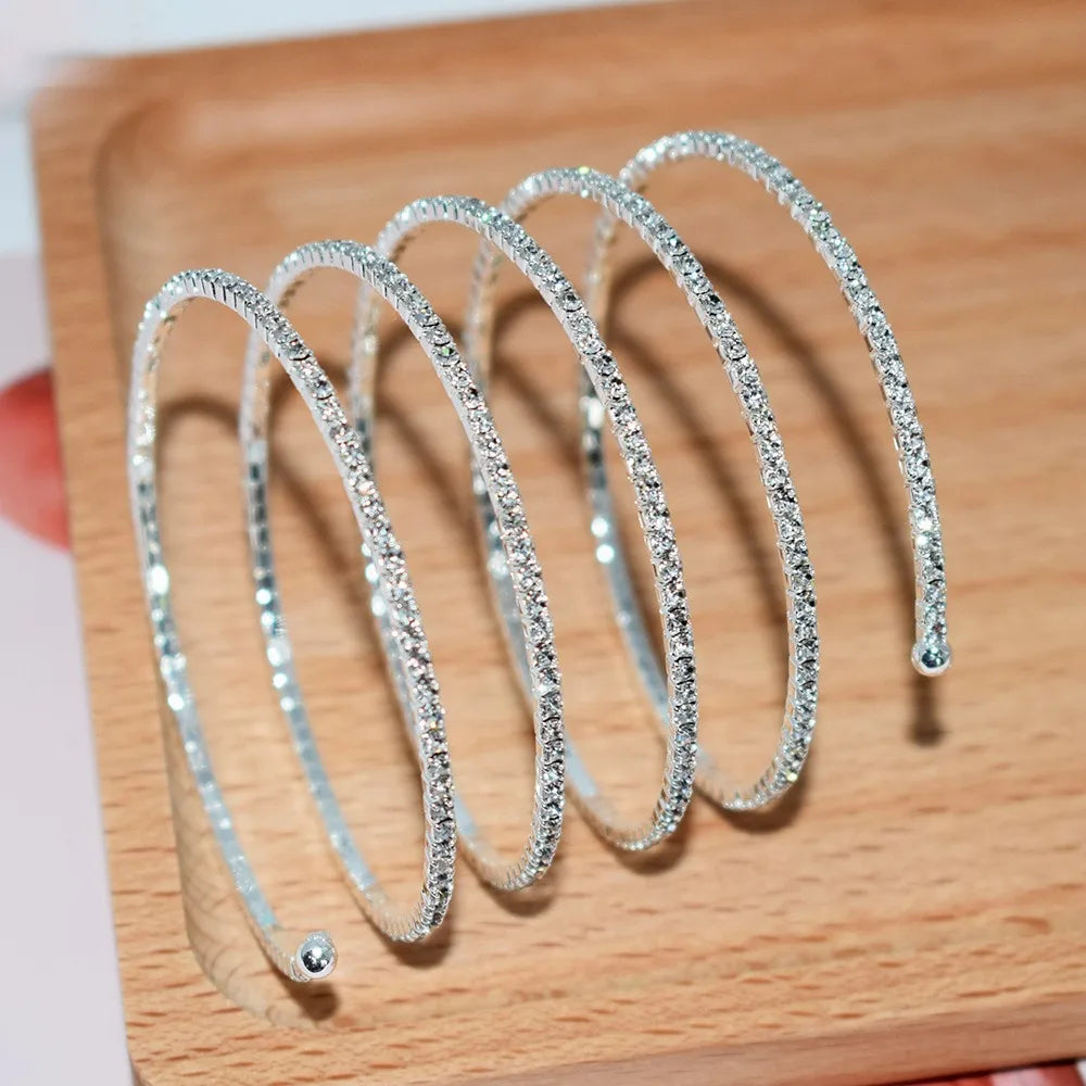 Rave Rhinestone Multilayer Arm Chain Arm Adornment Jewelry Spiral Bracelet Bright Coiled Snake Bracelets Women