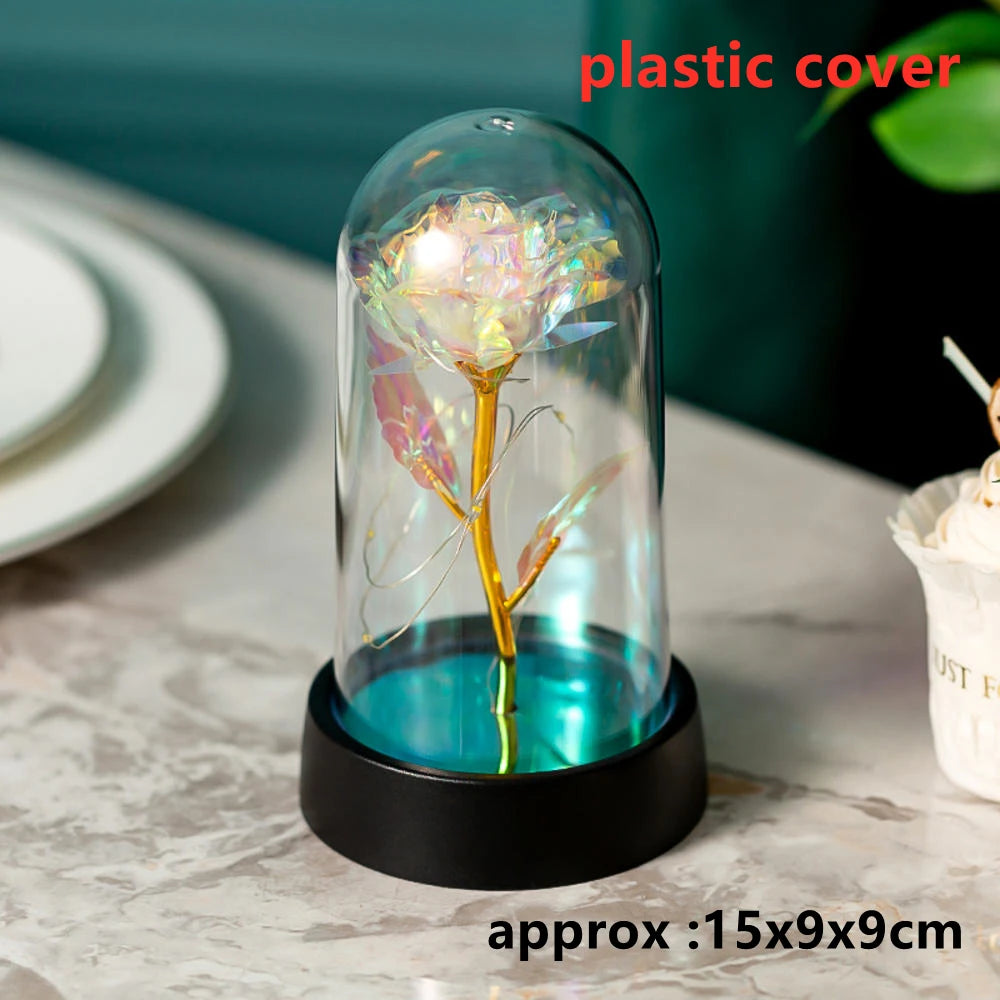 LED Galaxy Three Rose Artificial Flowers, Wedding Decoration, Creative Valentine'S Day and Mother'S Day Gift without Battery 1Pc