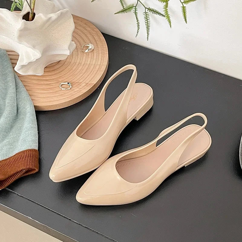 Women's Crystal Slip-On Slippers Summer Fashionable Versatile Home Wear Anti-Slip Lightweight PVC Material Hollow out Design